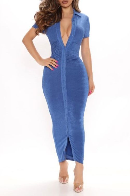 Silky Smooth Slinky Maxi Dress – Royal