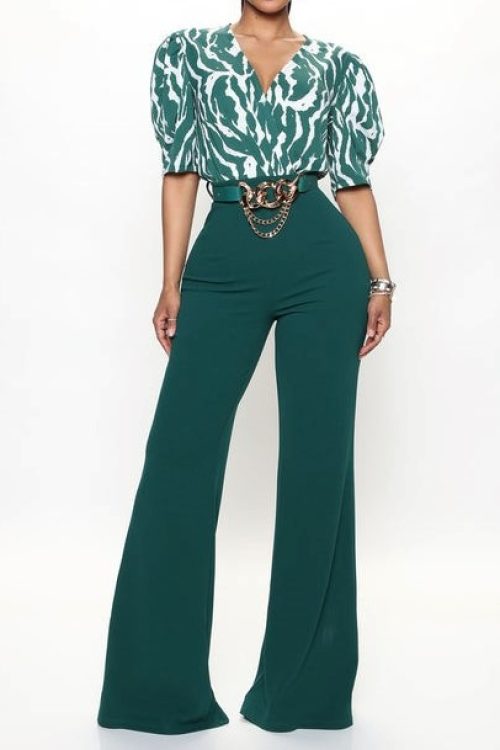 Janette Printed Jumpsuit – Green/combo