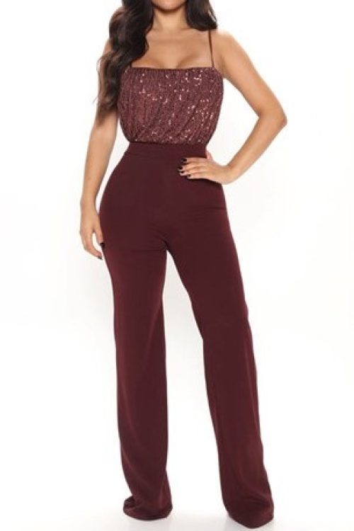 Stella Sequin Jumpsuit – Chocolate