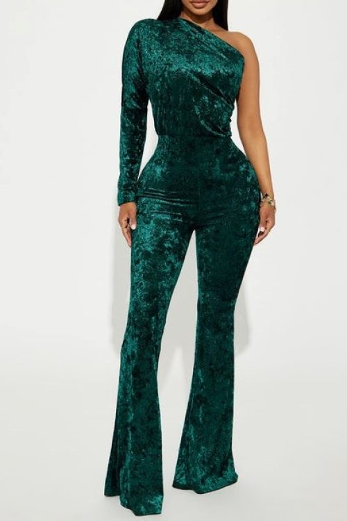 Passionate You Velvet Jumpsuit – Hunter