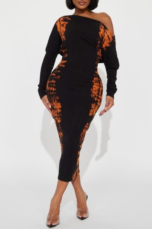 Kyle Midi Dress-Black/Combo